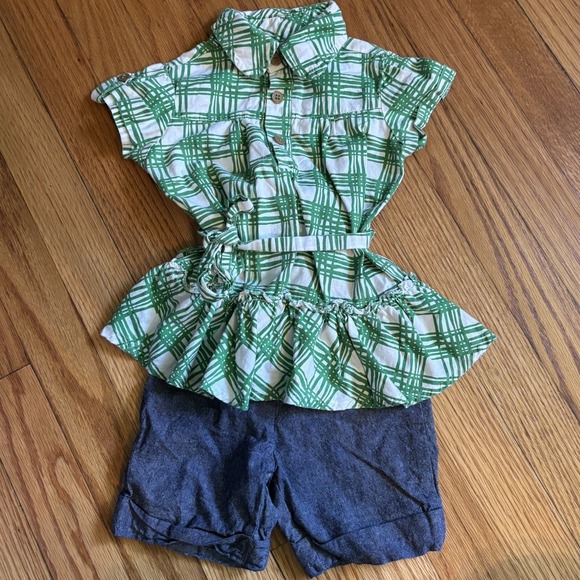 Y2K Lil Miss Hollywood Jean Shorts 12 Months‎ Outfit Tunic /shorts - Picture 1 of 5